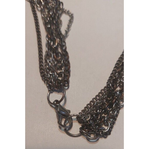 Mixed silvertone chains with glass woven through necklace 26" - Picture 4 of 12